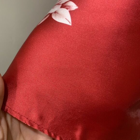 Burgundy Floral-Print Cap Sleeve With Crystal beading, Cocktail Party Dress - Picture 12 of 12